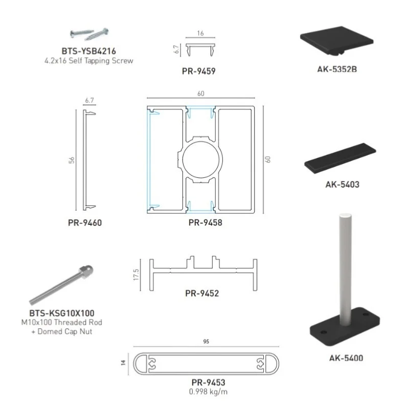 F60 LOUVER Anthracite, Clôture aluminium persienne [L 2.0 x H 1.2 m]