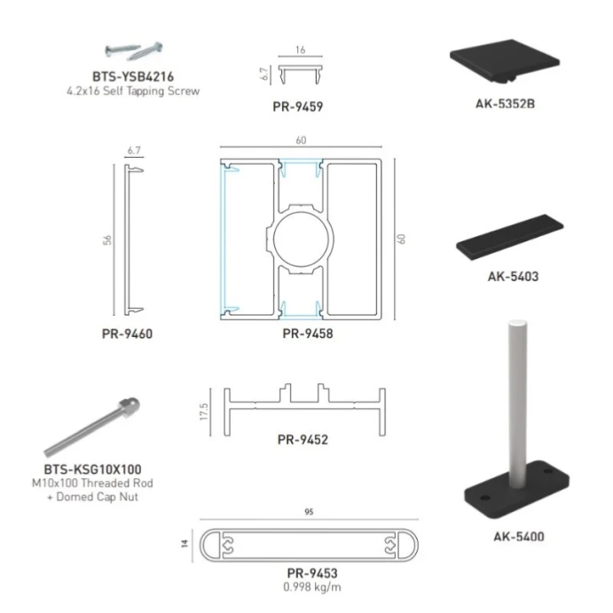 F60 LOUVER Anthracite, Clôture aluminium persienne [L 2.0 x H 1.2 m]