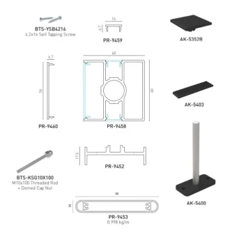 F60 LOUVER Anthracite, Clôture aluminium persienne [L 2.0 x H 1.5 m]