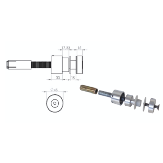 KIT AL50 Round, Garde-corps verre latéral à points (sur mesure)