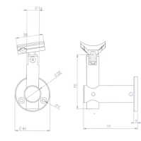 ECO Round, Support mural orientable pour rampe d'escalier Ø50 mm