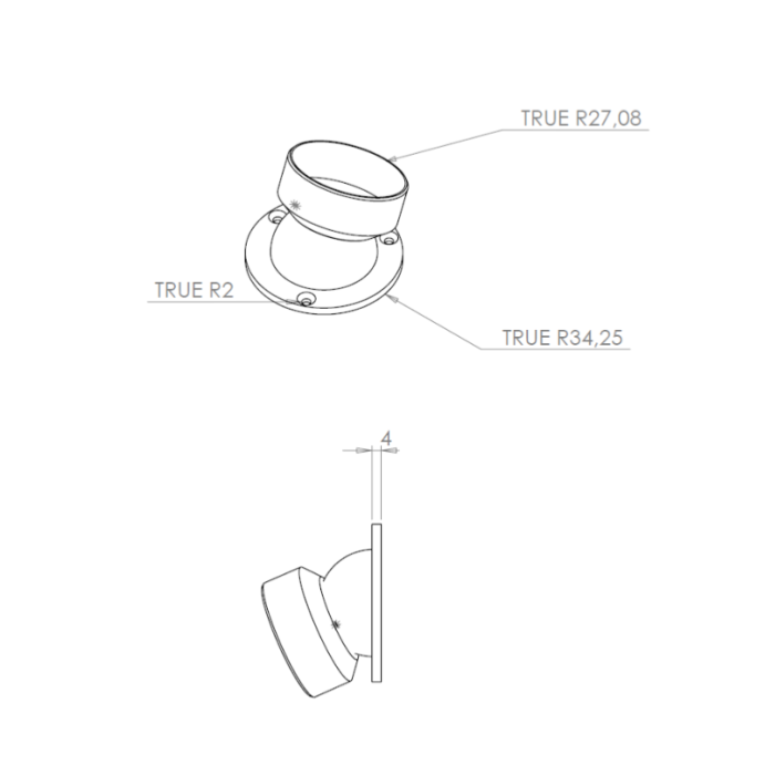 ECO/ELEGANT Round, Platine murale pour main-courante orientable