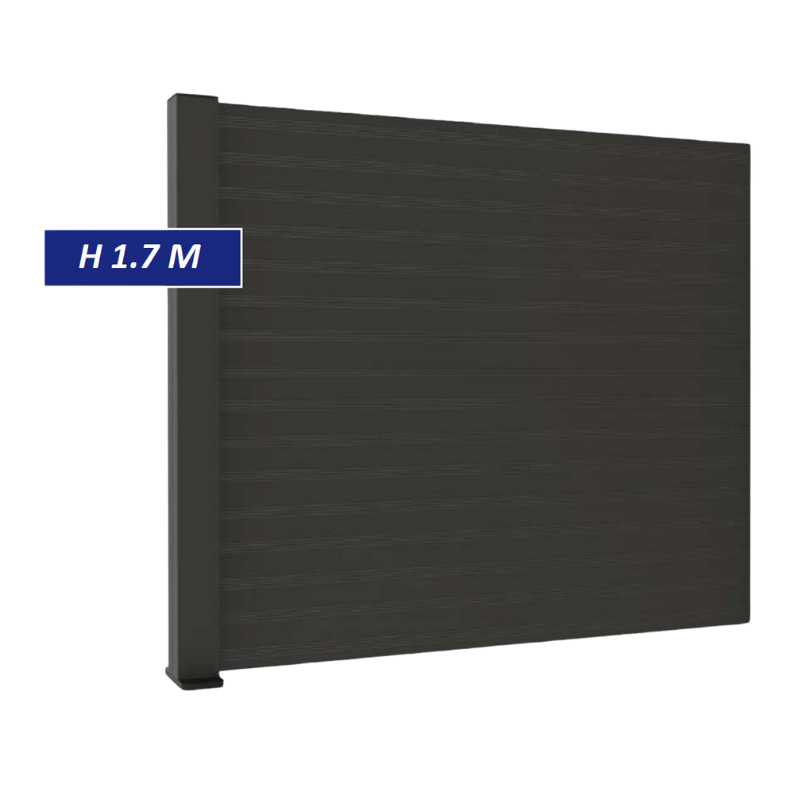 F60 Anthracite, Clôture aluminium pleine [H 1.7 m]