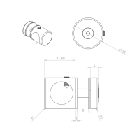 ECO Round, Support adaptateur Verre pour tube Ø16 mm