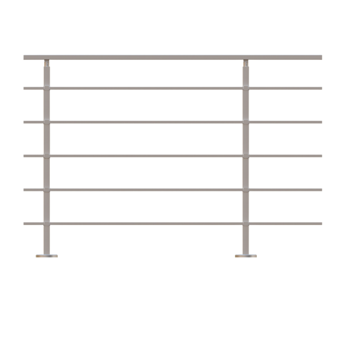 ECO Square, KIT garde-corps Alu 5 tubes fixation à plat ECO Square, KIT garde-corps Alu 5 tubes fixation à plat