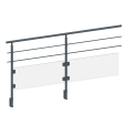 ECO Round Anthracite, Garde-corps plexi 2 tubes, fixation latérale