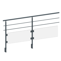 ECO Round Anthracite, Garde-corps plexi 2 tubes, fixation latérale