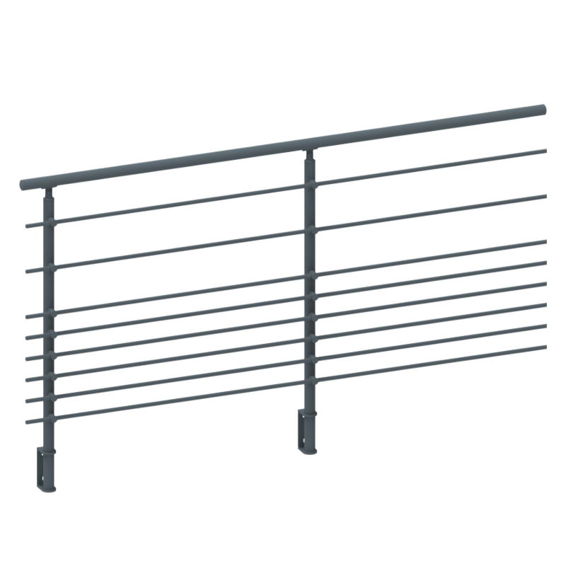 ECO Round Anthracite, Garde-corps 8 tubes, fixation latérale