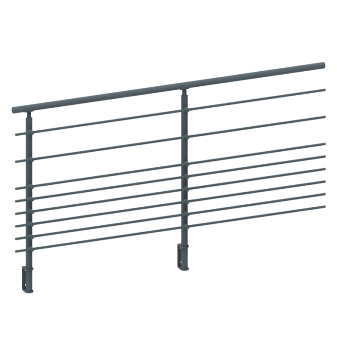 ECO Round Anthracite, Garde-corps 8 tubes, fixation latérale