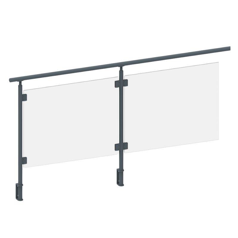 ECO Round Anthracite, Garde-corps plexiglass, fixation latérale