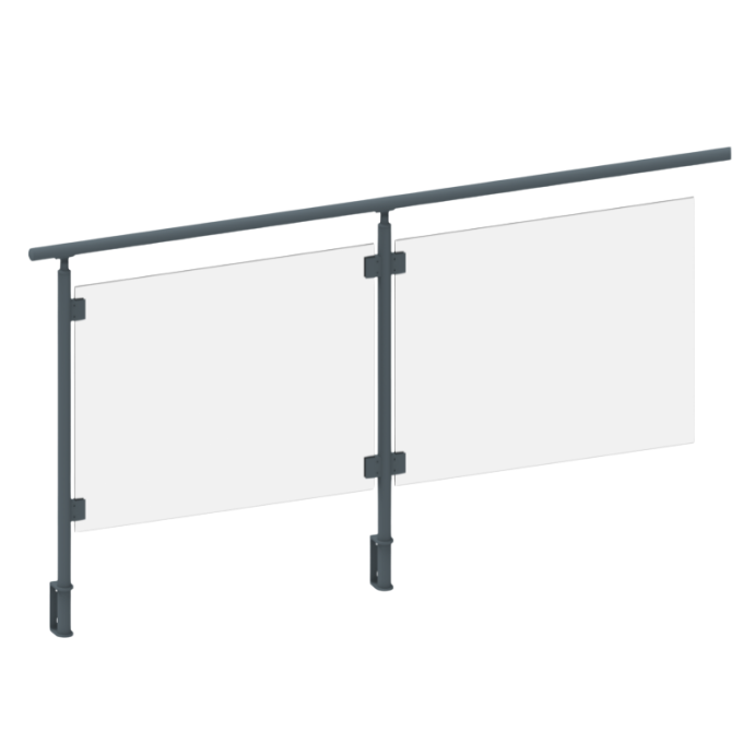 ECO Round Anthracite, Garde-corps plexiglass, fixation latérale