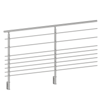 ECO Round Gris Inox, Garde-corps 8 tubes, fixation latérale
