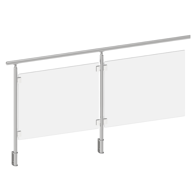 ECO Round Gris Inox, Garde-corps plexiglass, fixation latérale