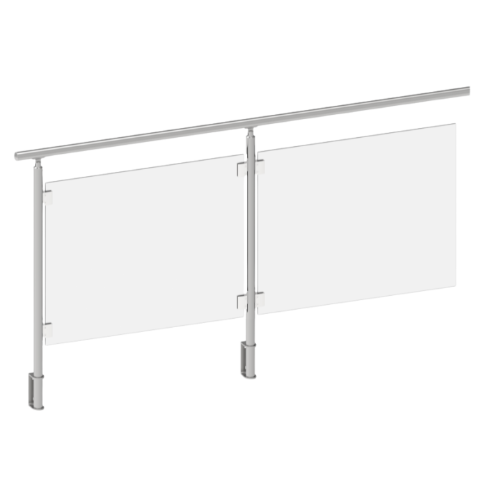 ECO Round Gris Inox, Garde-corps plexiglass, fixation latérale