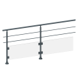 ECO Round Anthracite, Garde-corps plexi 2 tubes, fixation à plat