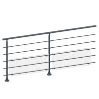 ECO Round Anthracite, Garde-corps plexi 5 tubes, fixation à plat