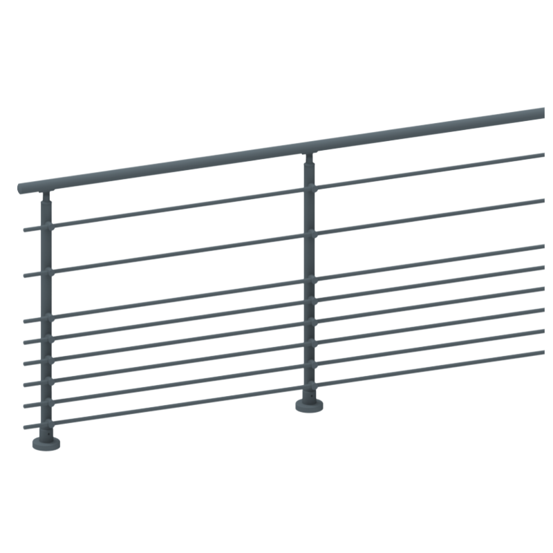 ECO Round Anthracite, Garde-corps 8 tubes, fixation à plat