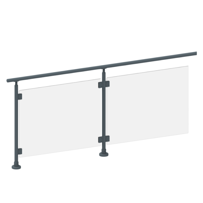 ECO Round Anthracite, Garde-corps plexiglass, fixation à plat