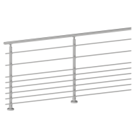 ECO Round Gris Inox, Garde-corps 8 tubes, fixation à plat