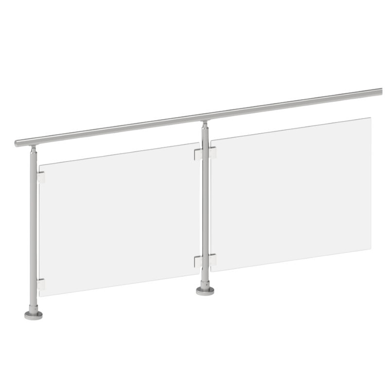 ECO Round Gris Inox, Garde-corps plexiglass, fixation à plat