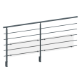 FIVE Railing Anthracite, Garde-corps plexi 5 tubes, fixation latérale