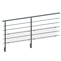 FIVE Railing Anthracite, Garde-corps plexi 5 tubes, fixation latérale