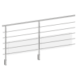 FIVE Railing Gris Inox, Garde-corps plexi 5 tubes, fixation latérale