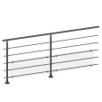 FIVE Railing Anthracite, Garde-corps plexi 5 tubes, fixation à plat