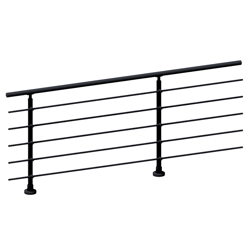 FIVE Railing Noir, Garde-corps 5 tubes, fixation à plat