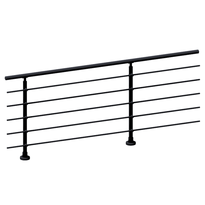 FIVE Railing Noir, Garde-corps 5 tubes, fixation à plat