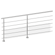FIVE Railing Gris Inox, Garde-corps plexi 5 tubes, fixation à plat