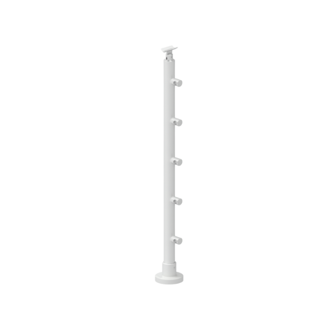 FIVE Railing Blanc, Poteau prémonté garde-corps fixation à plat
