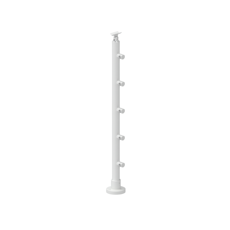 FIVE Railing Blanc, Poteau prémonté garde-corps fixation à plat