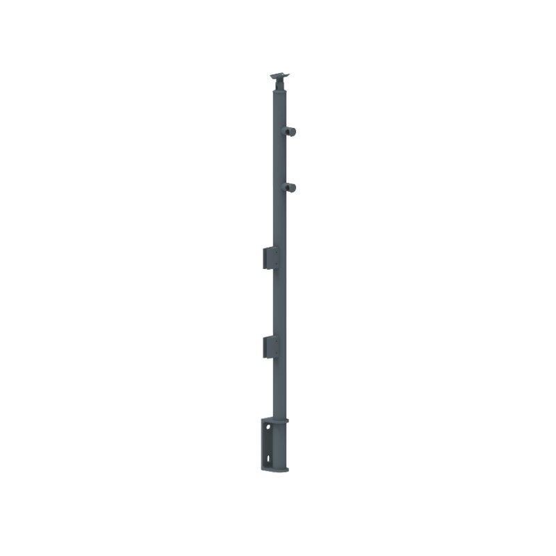 ECO Round Anthracite, Poteau plexi 2 tubes, fixation latérale