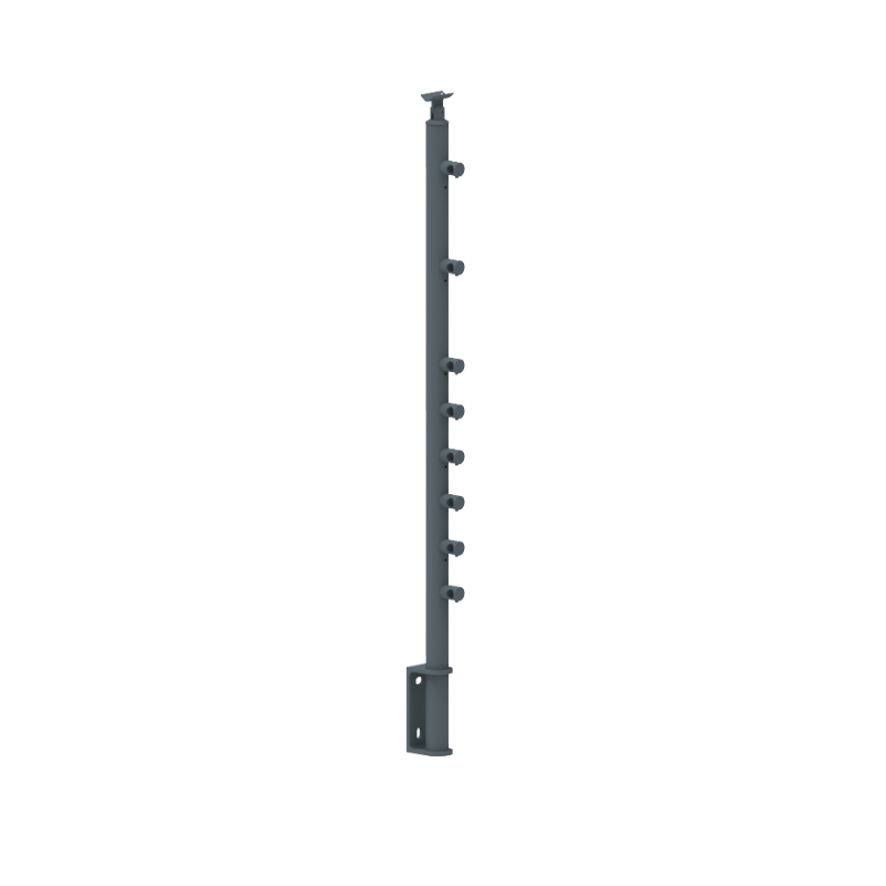 ECO Round Anthracite, Poteau 8 tubes, fixation latérale