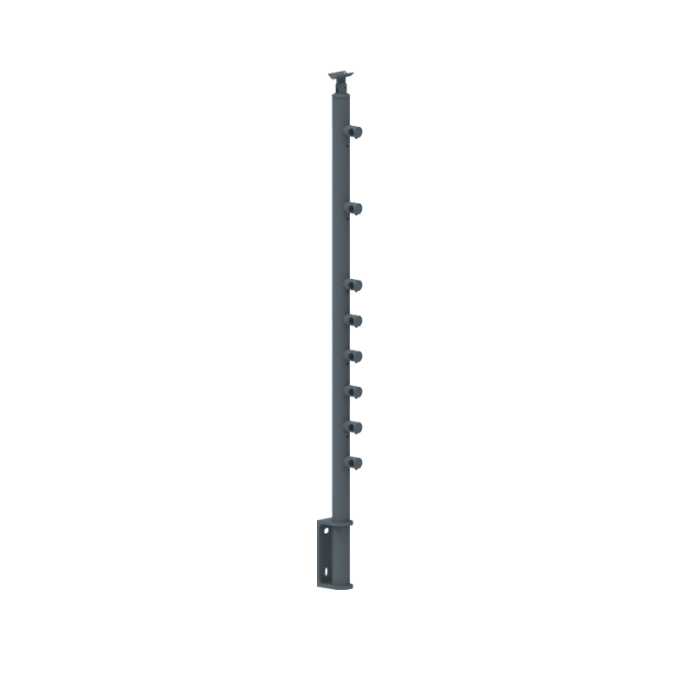 ECO Round Anthracite, Poteau 8 tubes, fixation latérale