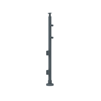 ECO Round Anthracite, Poteau plexi 2 tubes, fixation à plat