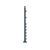 ECO Round Anthracite, Poteau 8 tubes, fixation à plat