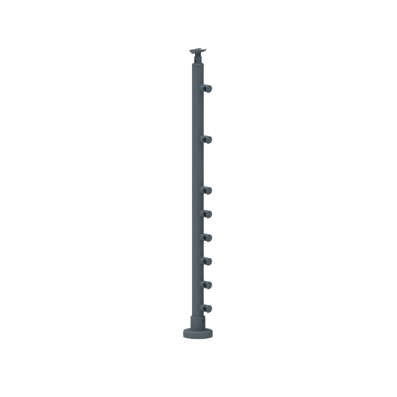 ECO Round Anthracite, Poteau 8 tubes, fixation à plat