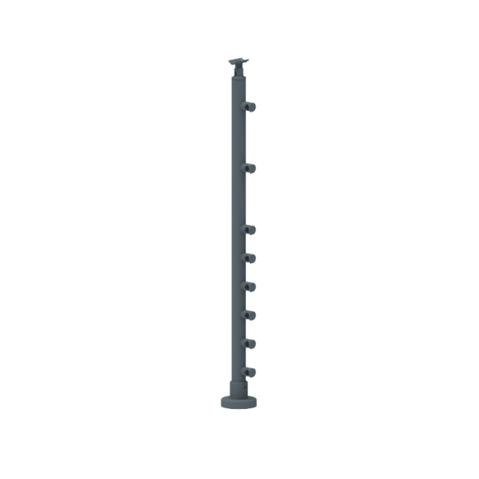 ECO Round Anthracite, Poteau 8 tubes, fixation à plat