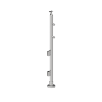 ECO Round Gris Inox, Poteau plexi 2 tubes, fixation à plat