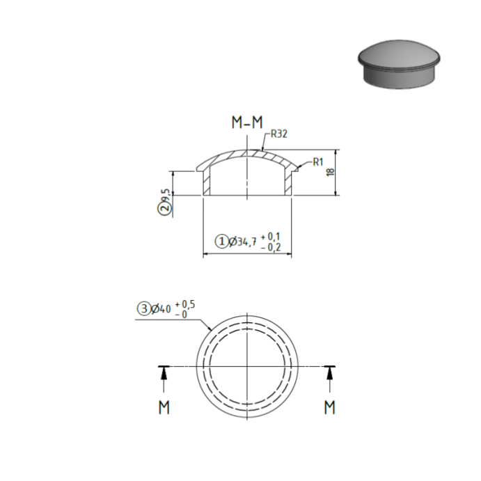 FIVE Railing Blanc, Embout de finition Ø40 mm