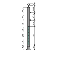 ECO Round Anthracite, Garde-corps plexi 2 tubes, fixation à plat