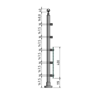 ECO Round Anthracite, Garde-corps plexi 5 tubes, fixation à plat