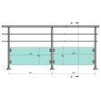 ECO Round Gris Inox, Garde-corps plexi 2 tubes, fixation à plat