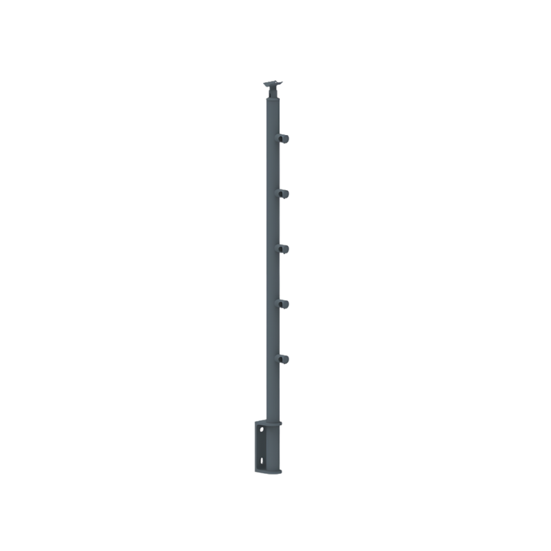 ECO Round Anthracite, Poteau 5 tubes, fixation latérale