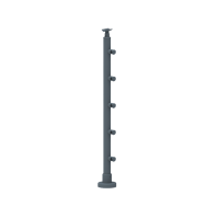 ECO Round Anthracite, Poteau 5 tubes, fixation à plat
