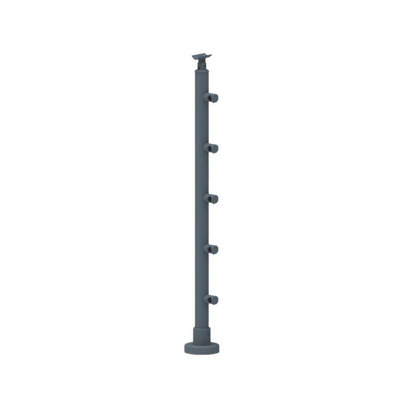 ECO Round Anthracite, Poteau 5 tubes, fixation à plat