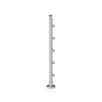 ECO Round Gris Inox, Poteau 5 tubes, fixation à plat