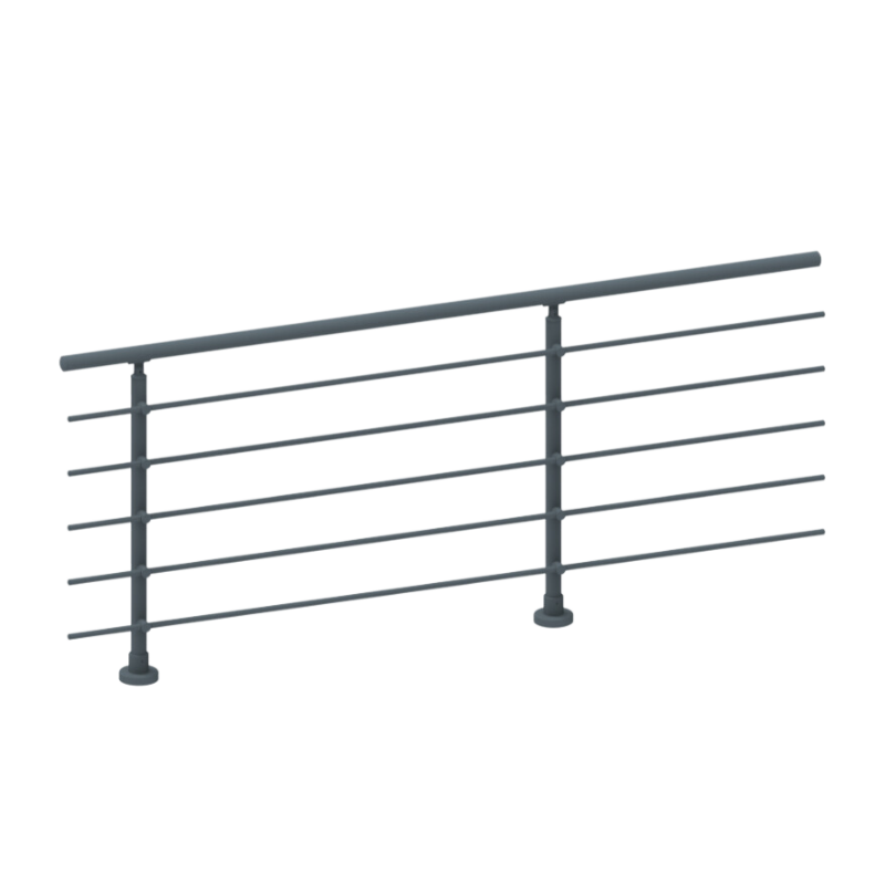 ECO Round Anthracite, Garde-corps 5 tubes, fixation à plat